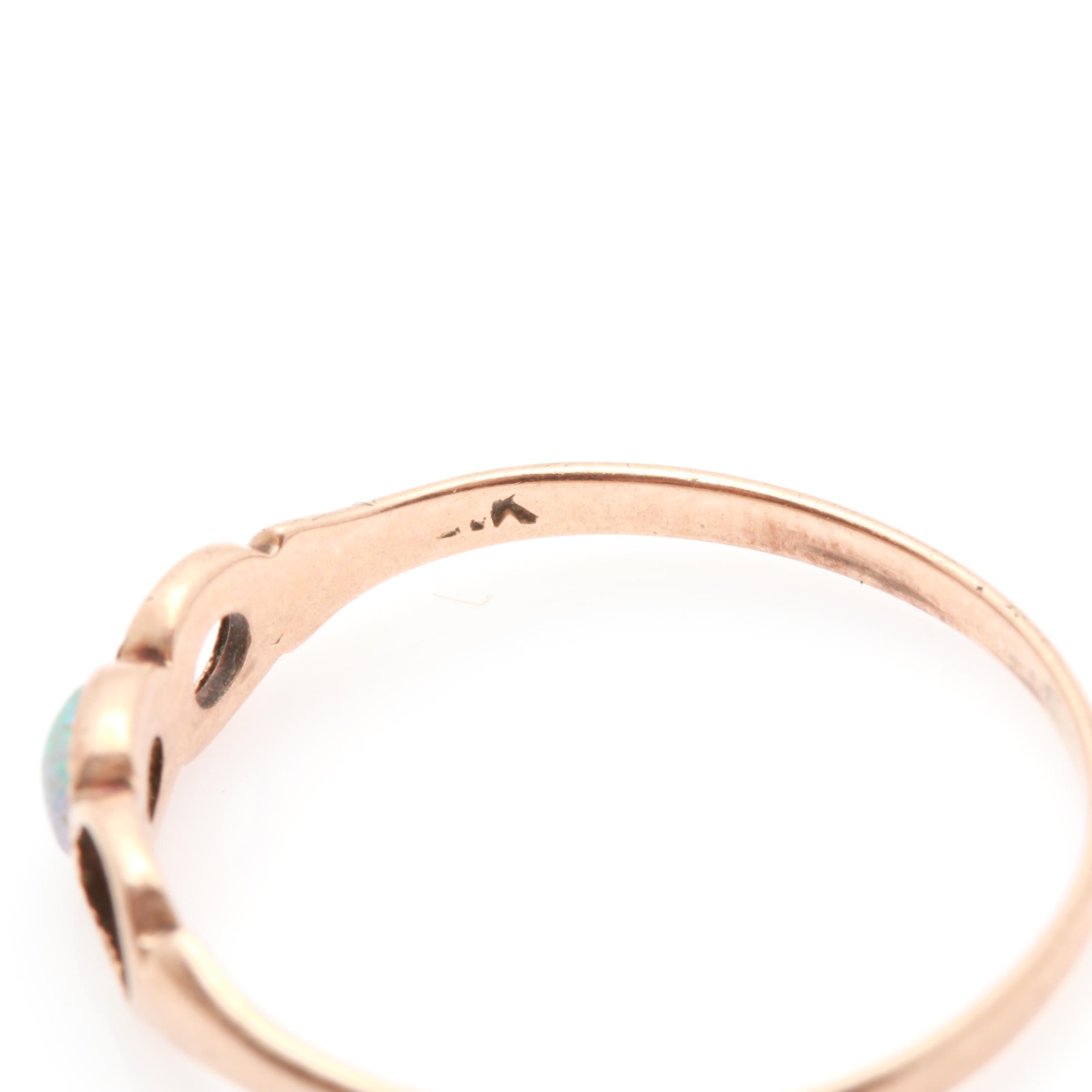 10K Yellow Gold Blank Mount Ring and 10K Rose Gold Opal Ring