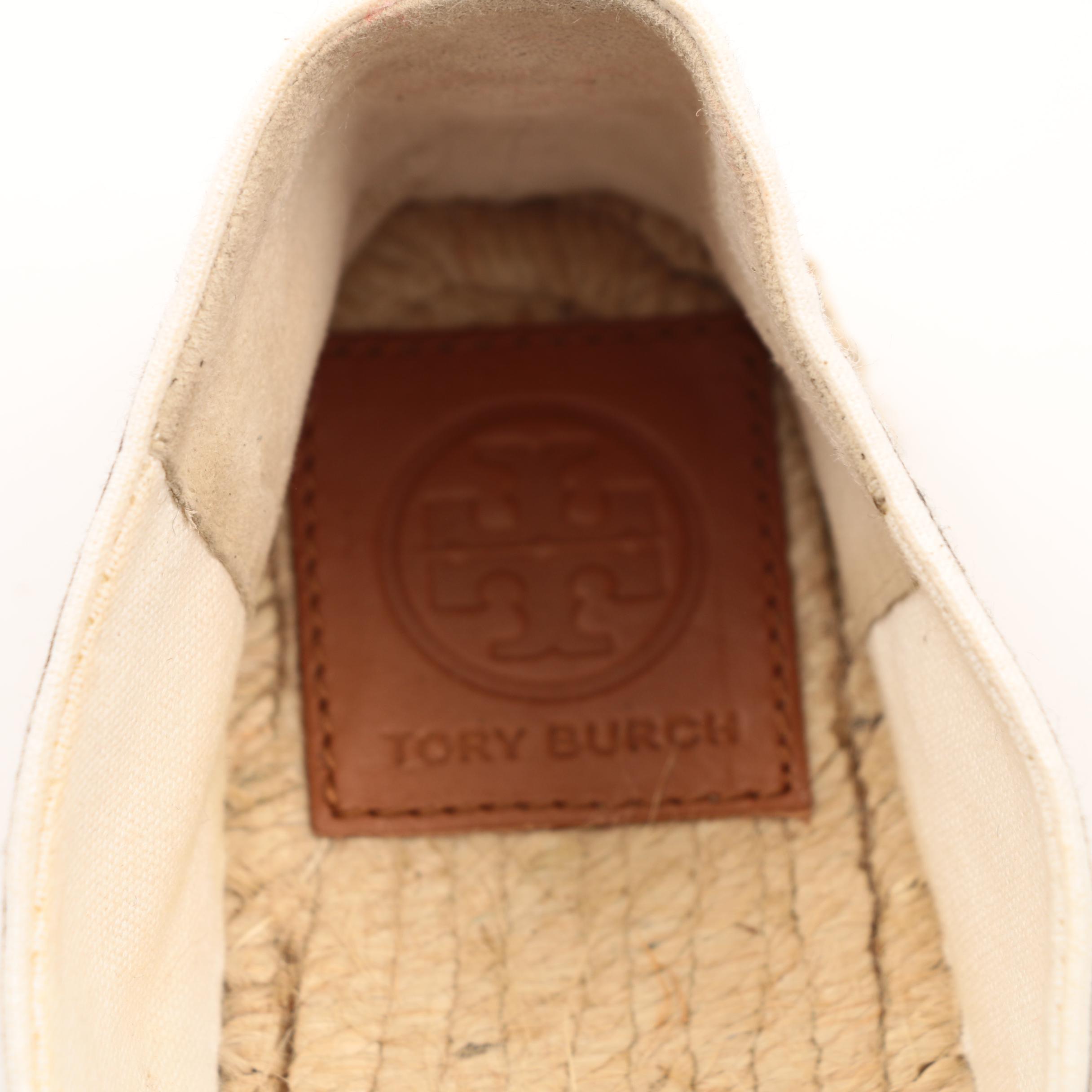 Women's Tory Burch Black and White Striped Espadrilles