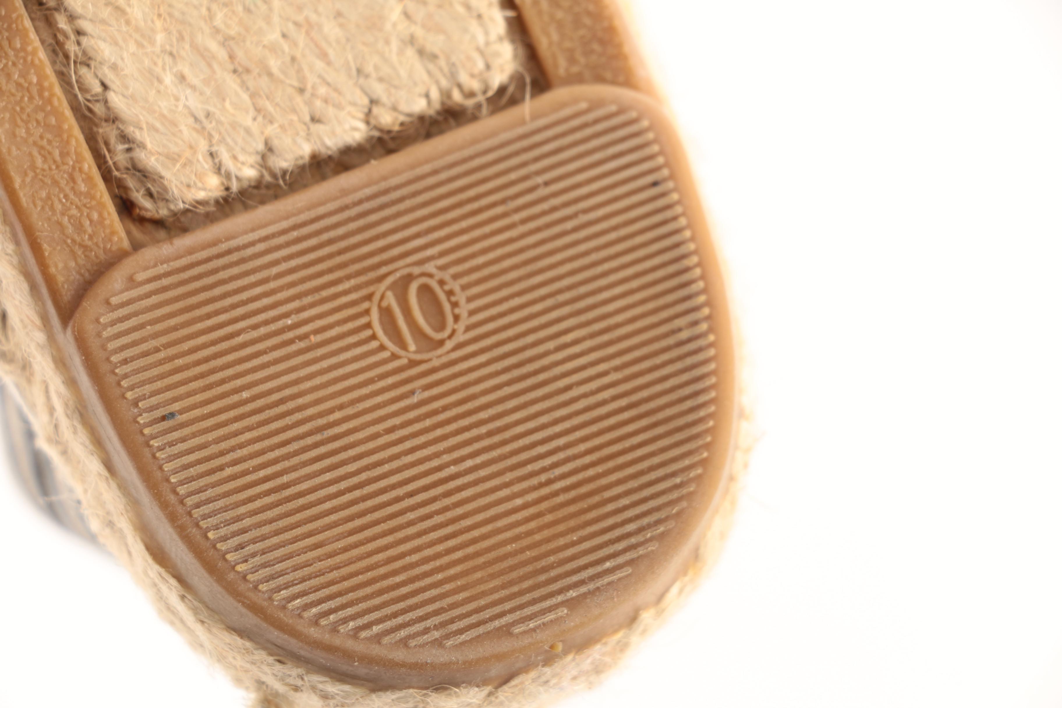 Women's Tory Burch Black and White Striped Espadrilles