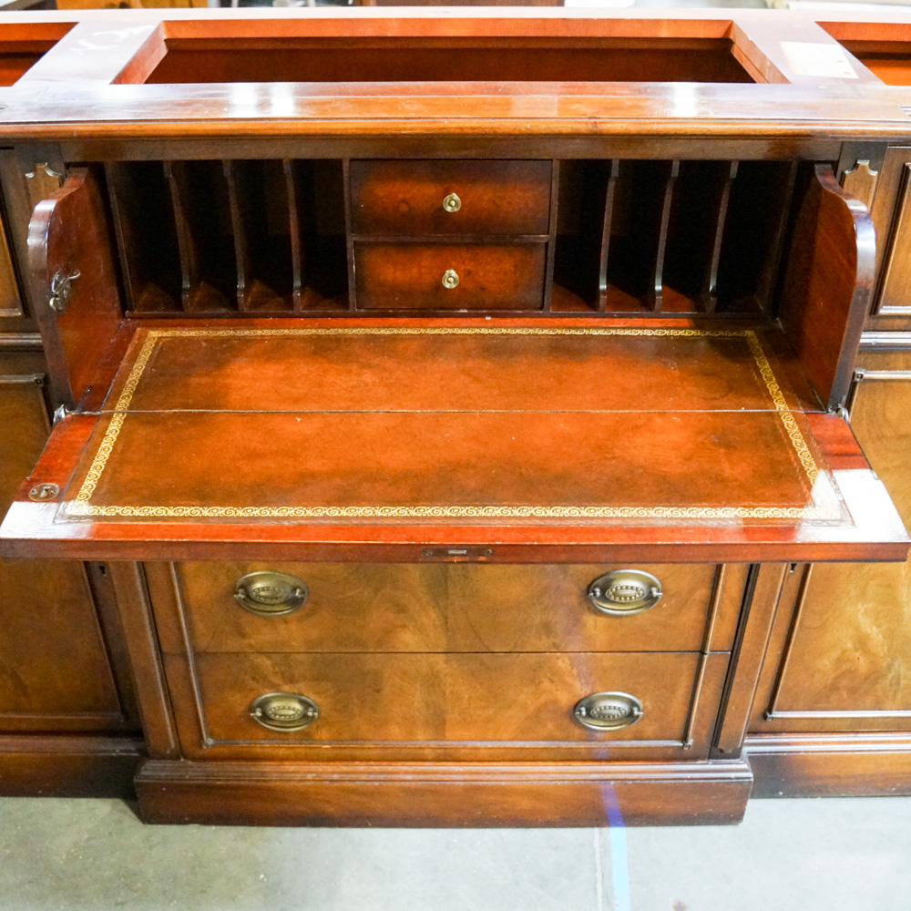 Vintage Hepplewhite Style Mahogany Breakfront with Secretary Desk