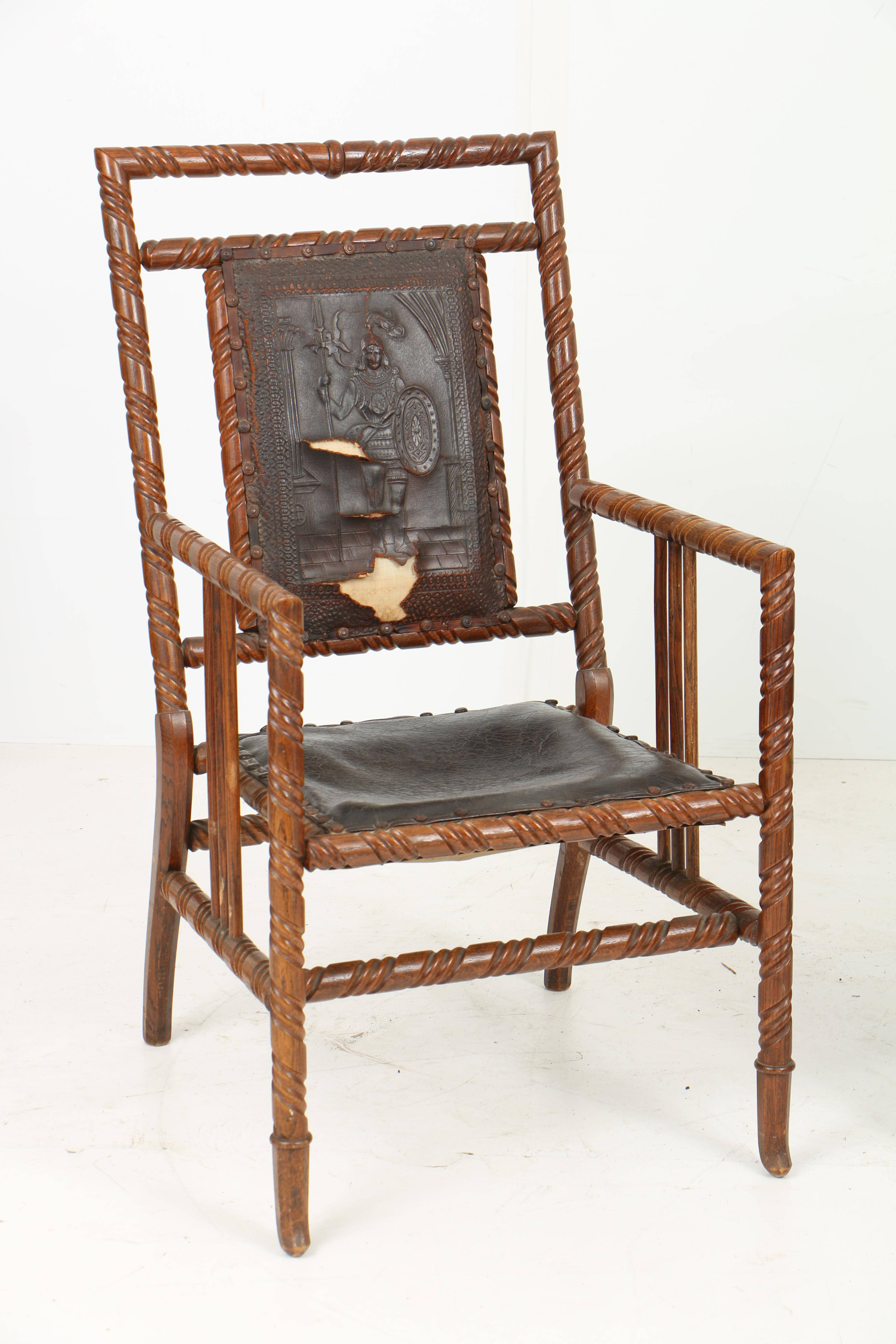 Early 20th Century Hunzinger-Style Armchair and Windsor Style Armchair