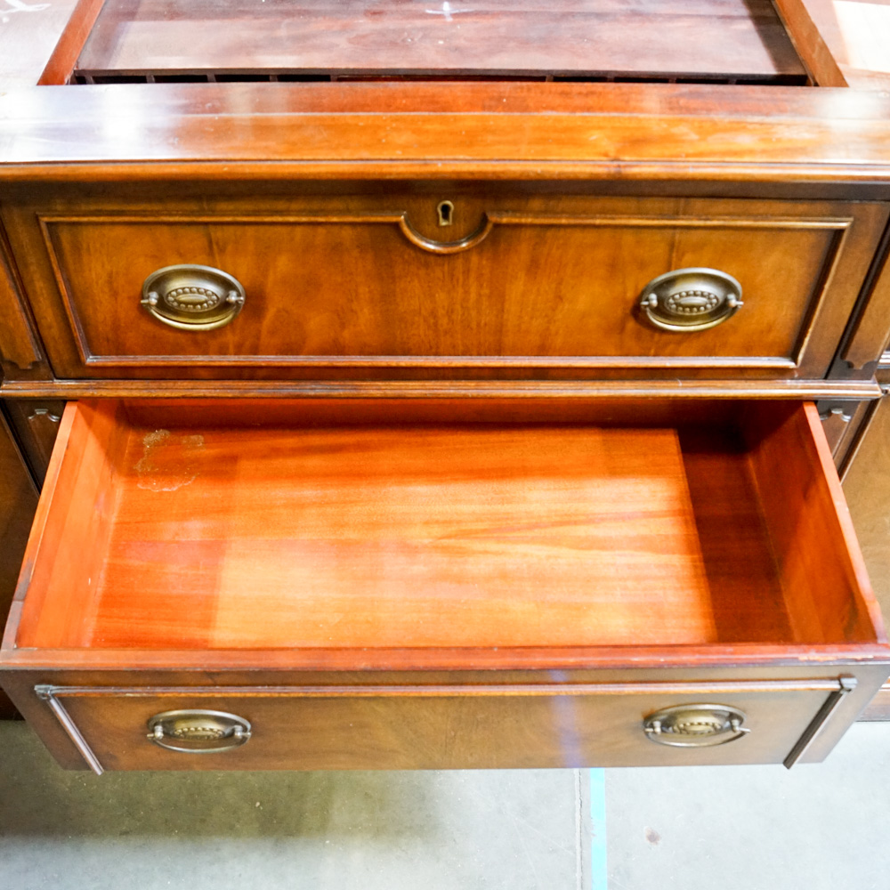 Vintage Hepplewhite Style Mahogany Breakfront with Secretary Desk