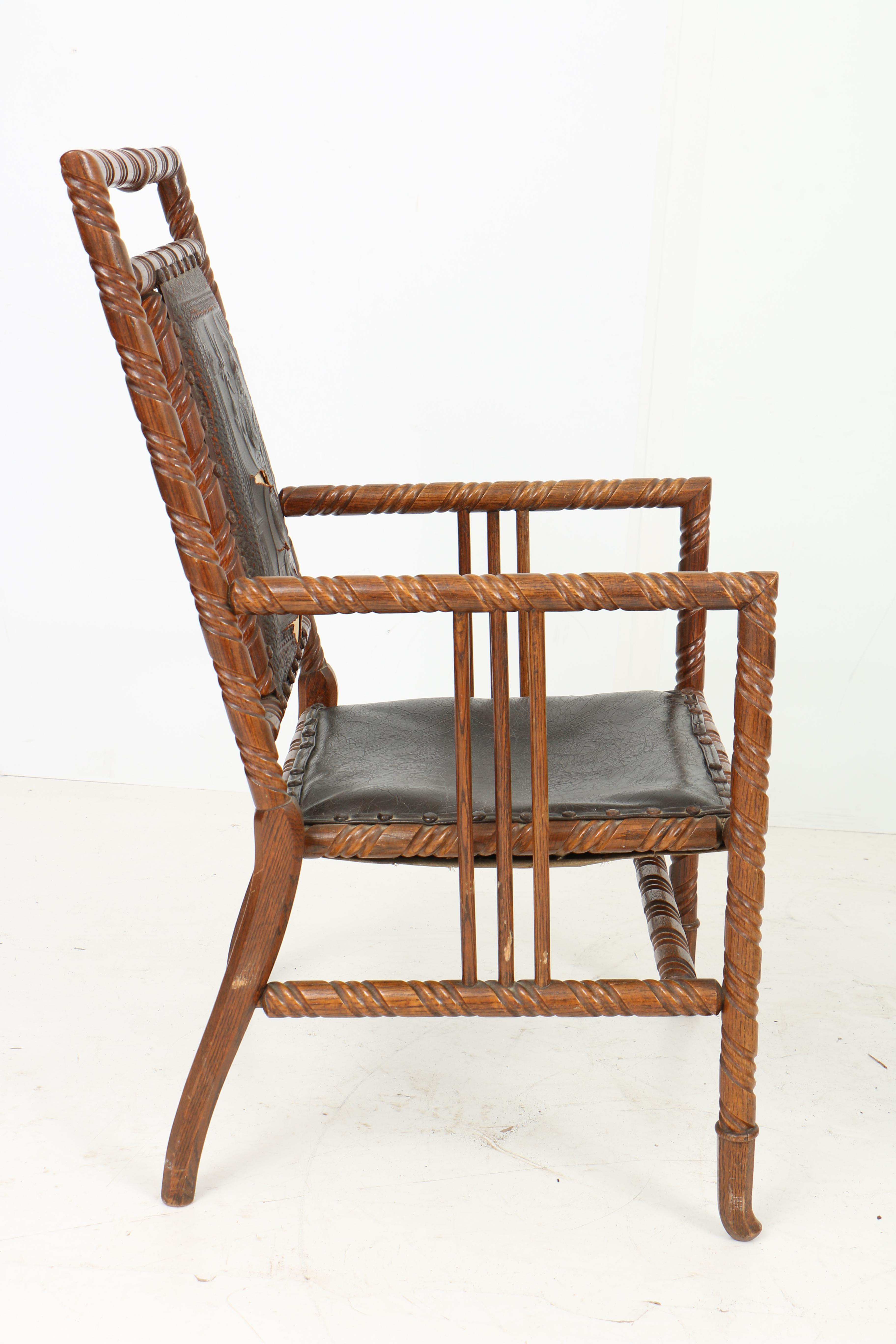 Early 20th Century Hunzinger-Style Armchair and Windsor Style Armchair