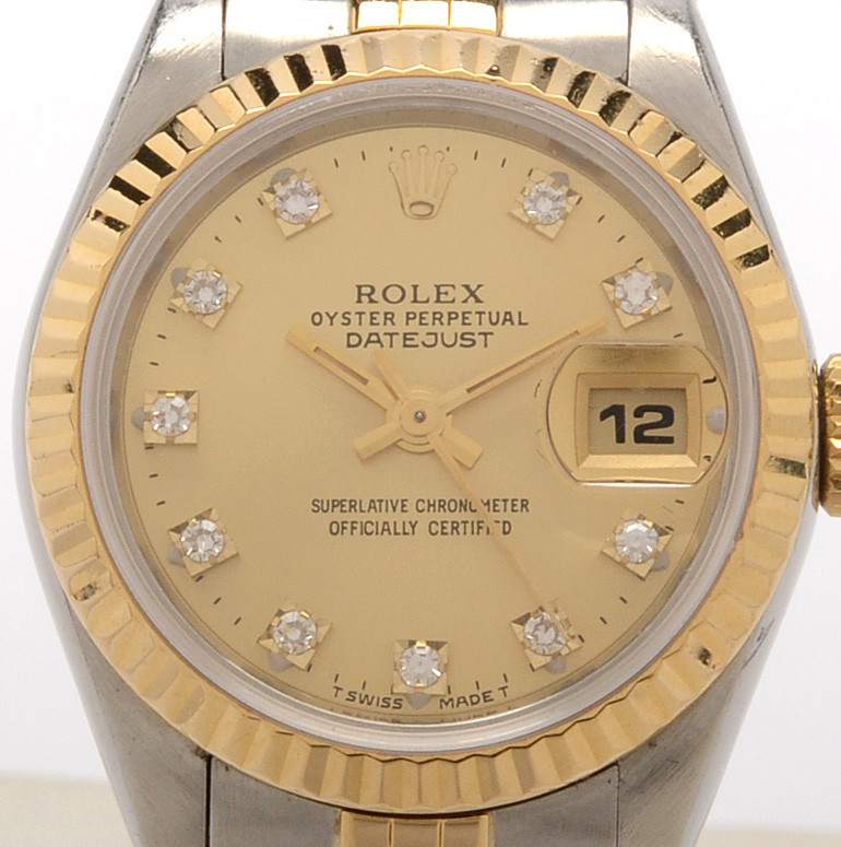 Rolex Datejust 18K Gold and Steel Factory Diamond Automatic Watch
