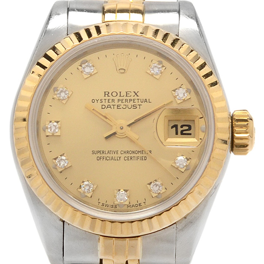 Rolex Datejust 18K Gold and Steel Factory Diamond Automatic Watch