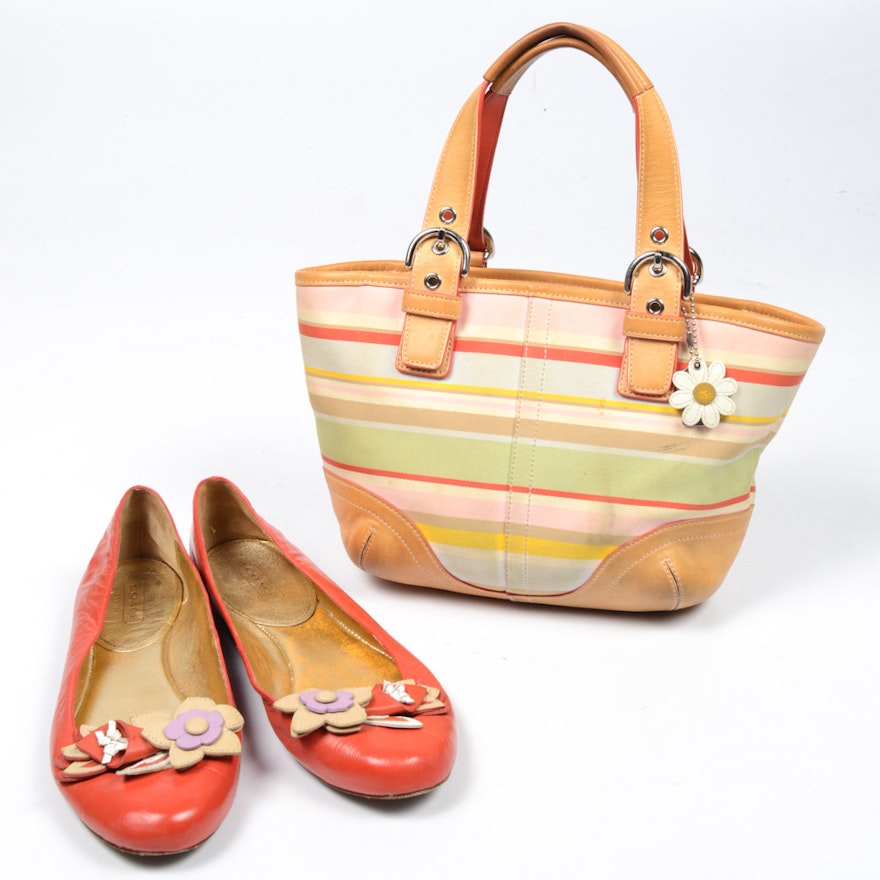 Coach Hampton Multi-Stripe Daisy Soho Handbag and Shoes