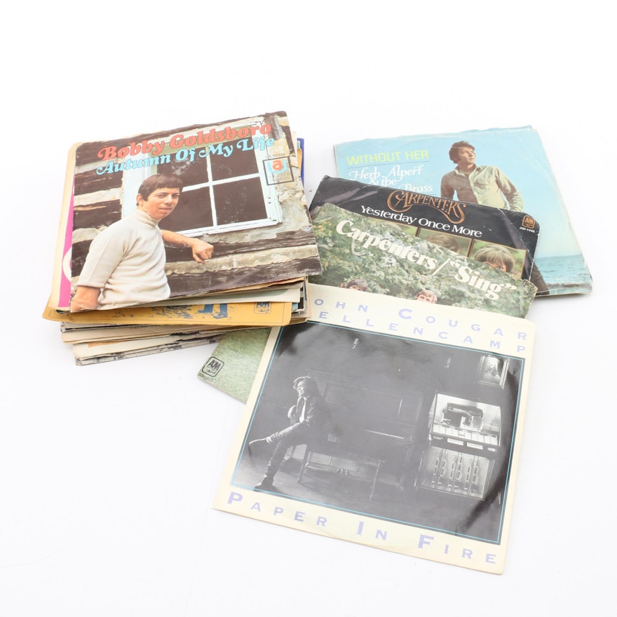 7" Record Collection with Picture Sleeves Including Sam Cooke, The Carpenters