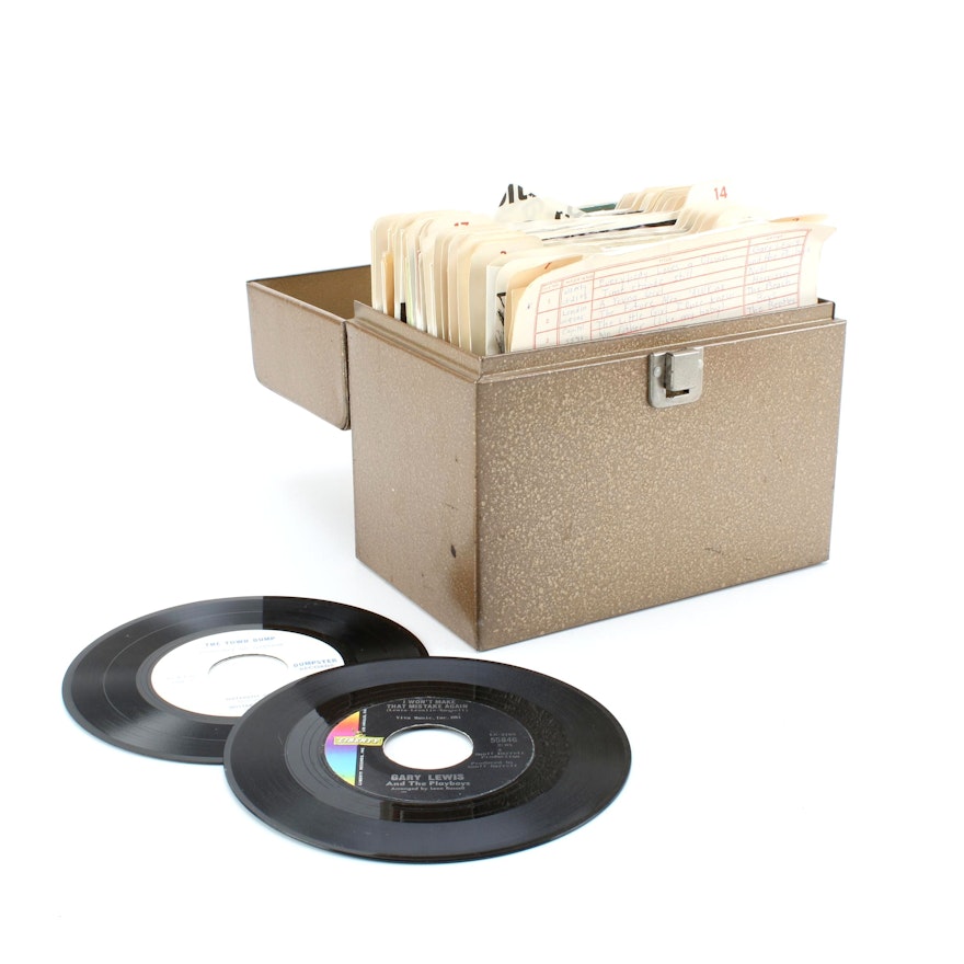 Metal Case of 45 rpm Records Including The Rolling Stones