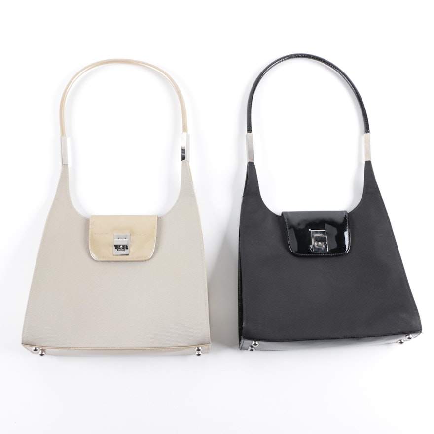 Stuart Weitzman Patent Leather and Canvas Handbags