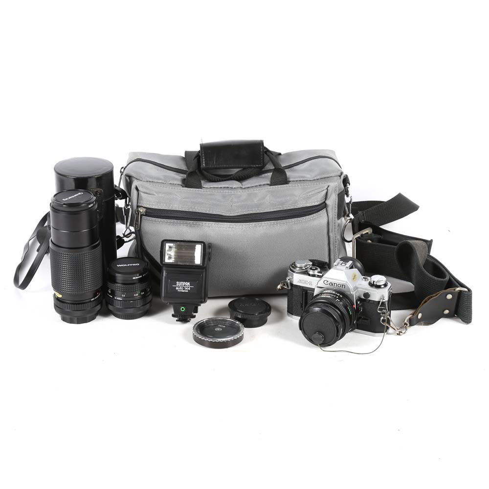 Canon AE-1 Manual Camera and Accessories