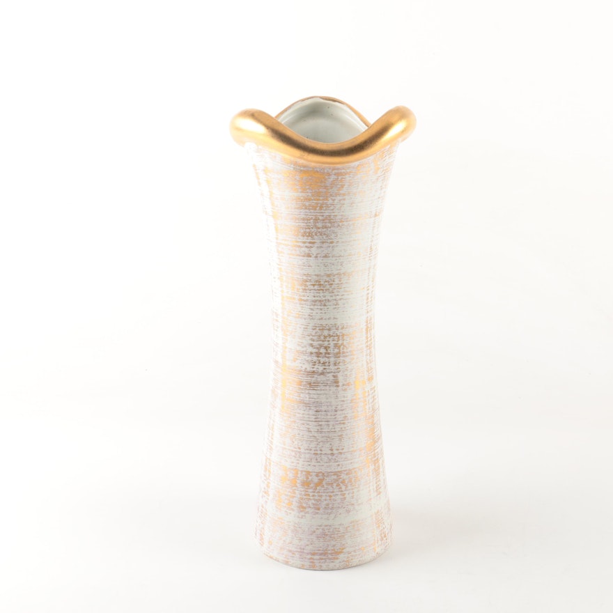 Mid Century Royal Haeger Pottery Vase with 22k Gold Tweed Glaze