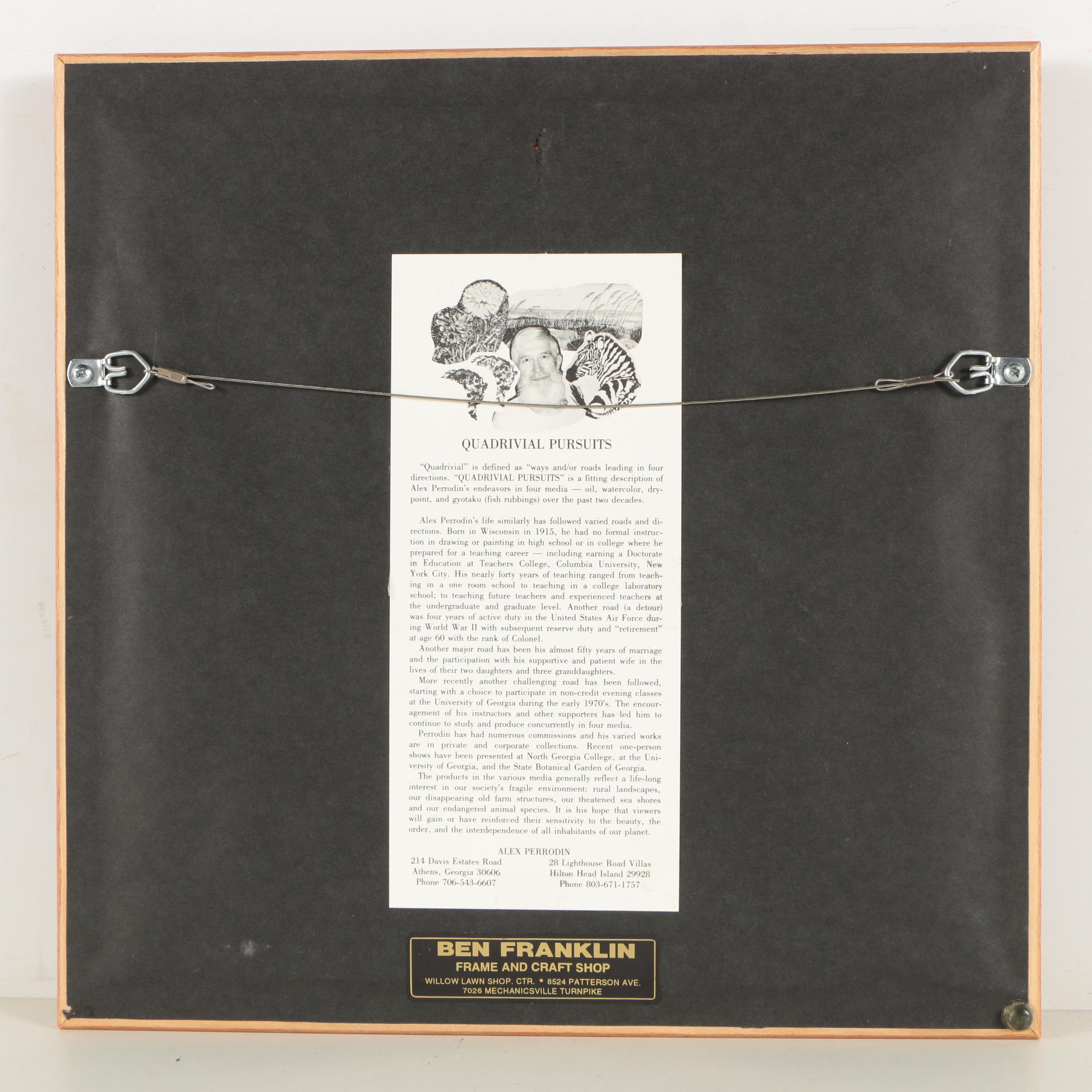 Alex Perrodin 1994 Etching of Bullfrog "C-142"