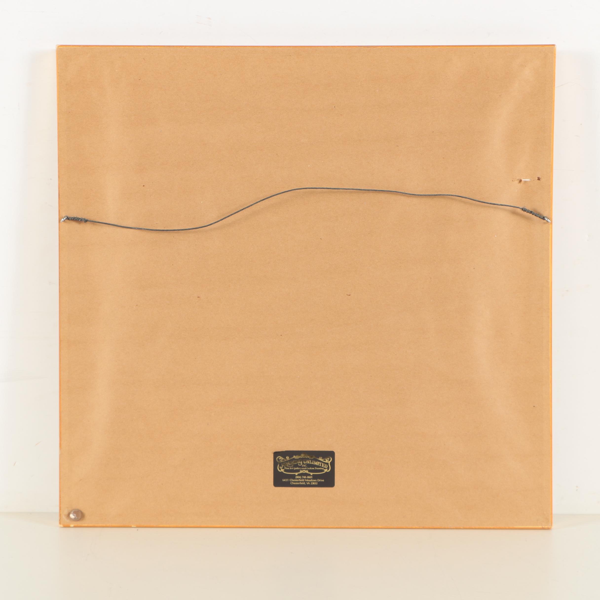 Serigraph After Chinese Jinshan Folk Painting of Figures Riding Water Buffalo