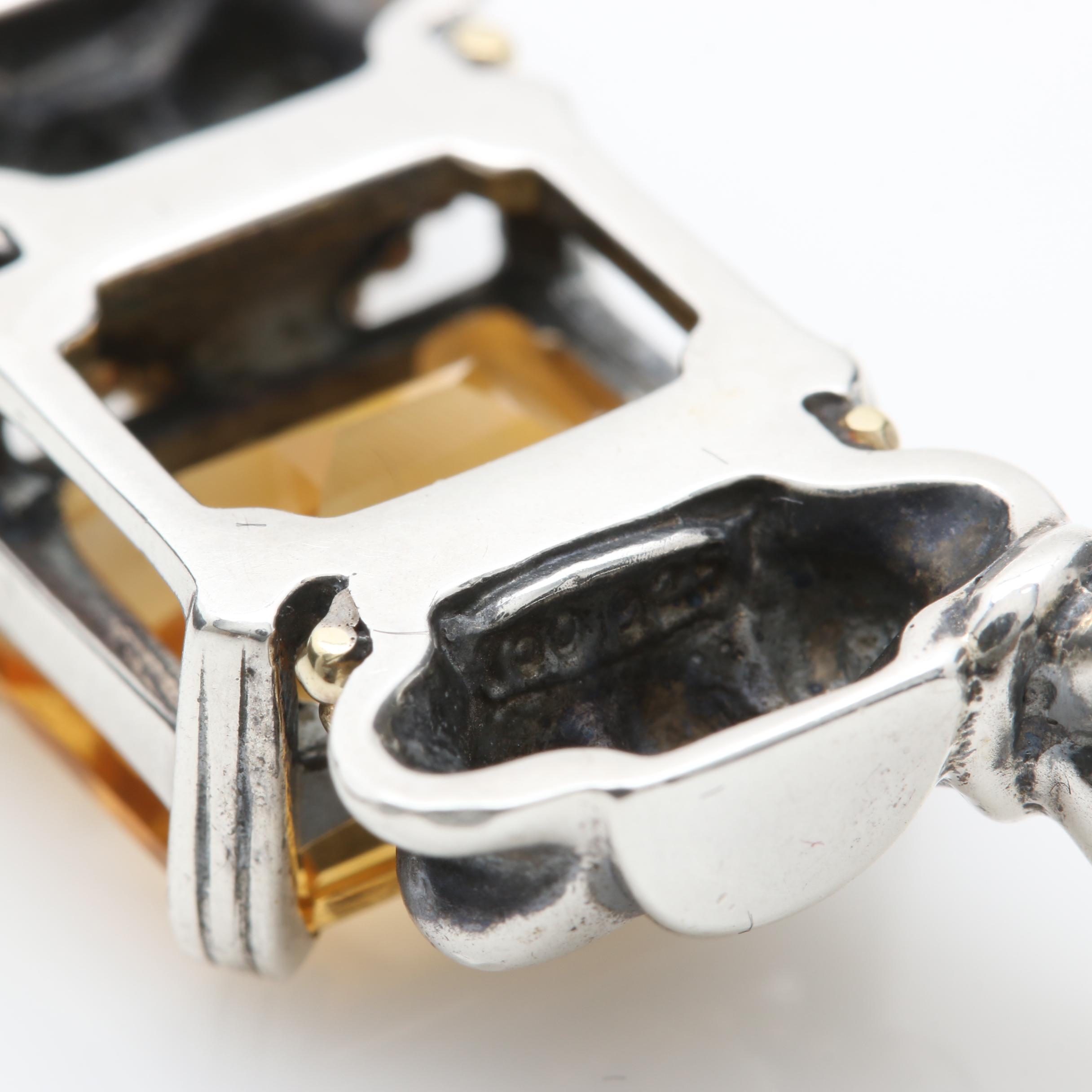 Lagos Caviar Sterling Silver Synthetic White Sapphire and Citrine Necklace