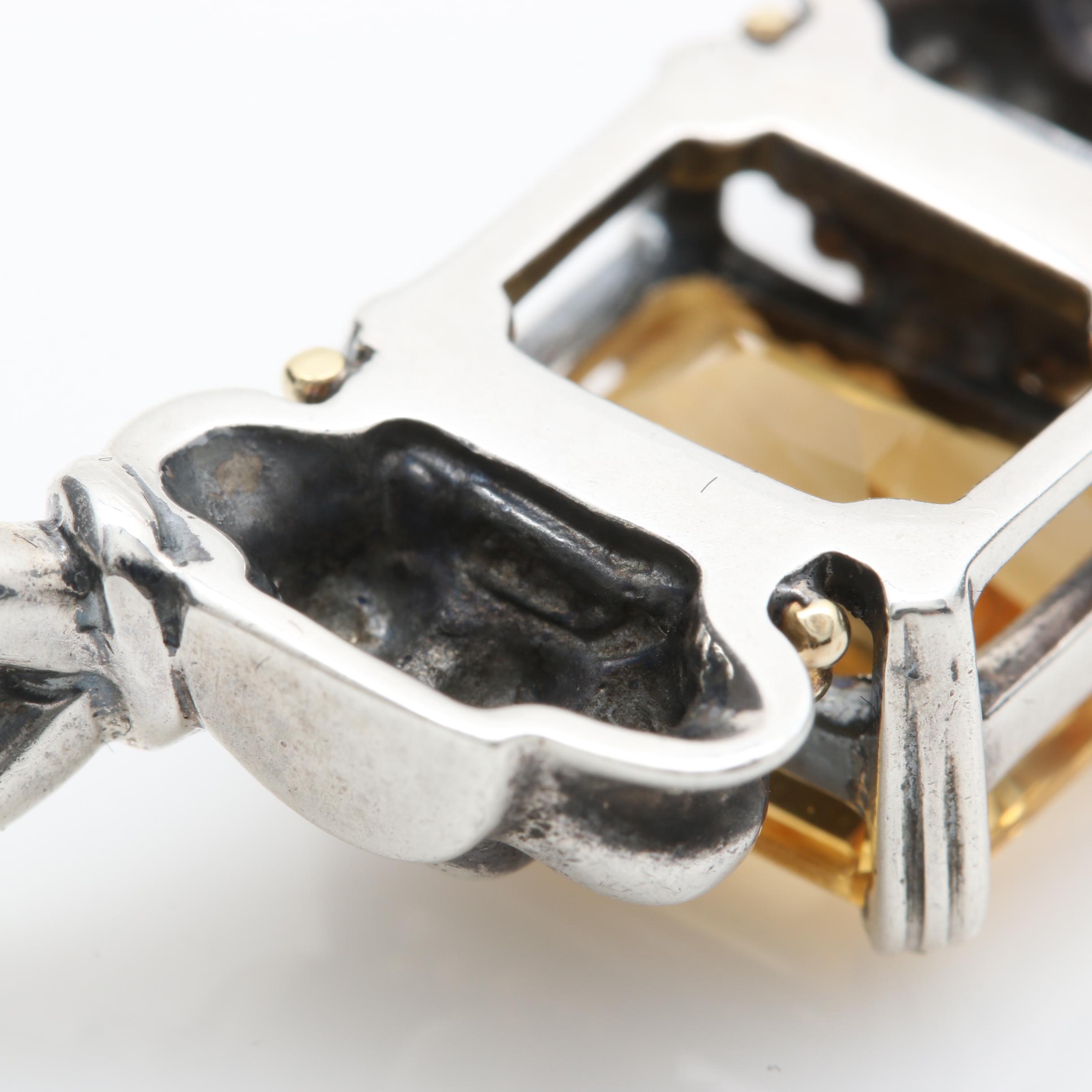 Lagos Caviar Sterling Silver Synthetic White Sapphire and Citrine Necklace