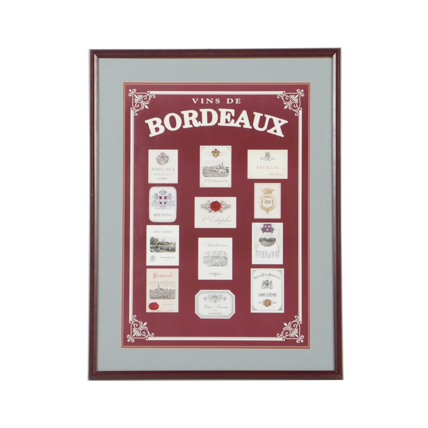 Giclée Poster Print Featuring French Bordeaux Wine Labels