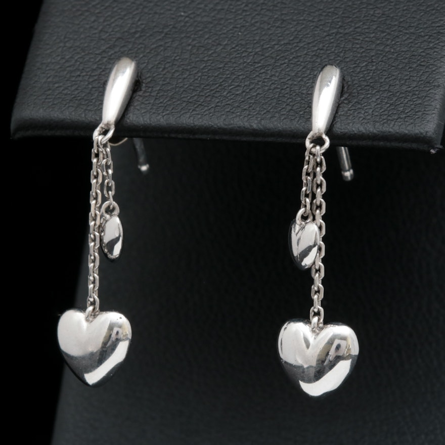 Sterling Silver Heart Charm Dangle Earrings