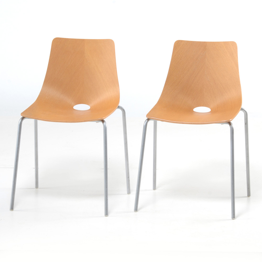 Pair of British Allermuir Bent Wood Chairs