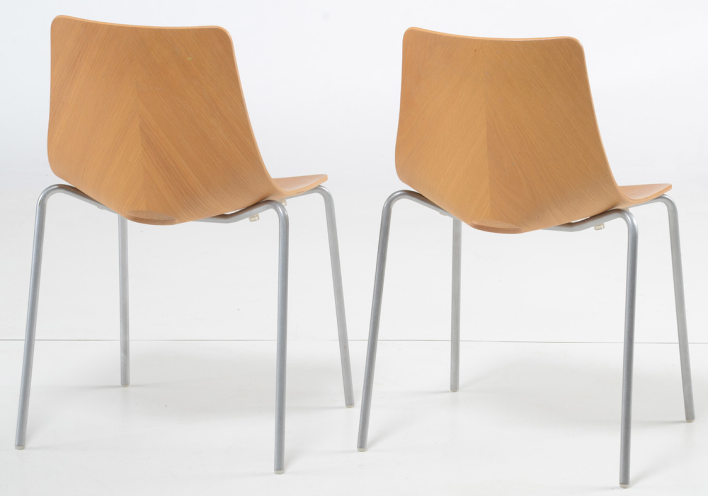 Pair of British Allermuir Bent Wood Chairs