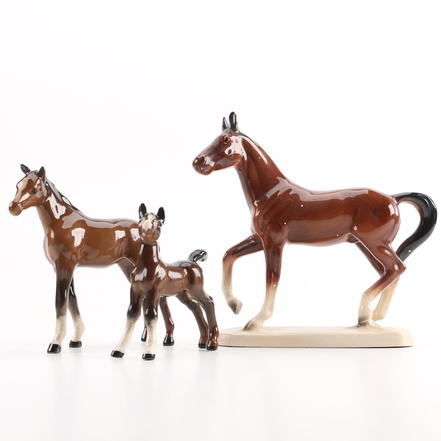 Hand-Painted Porcelain Horse Figurines
