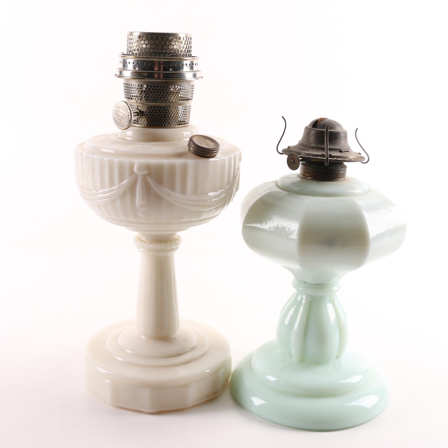 Milk Glass Oil Lamps