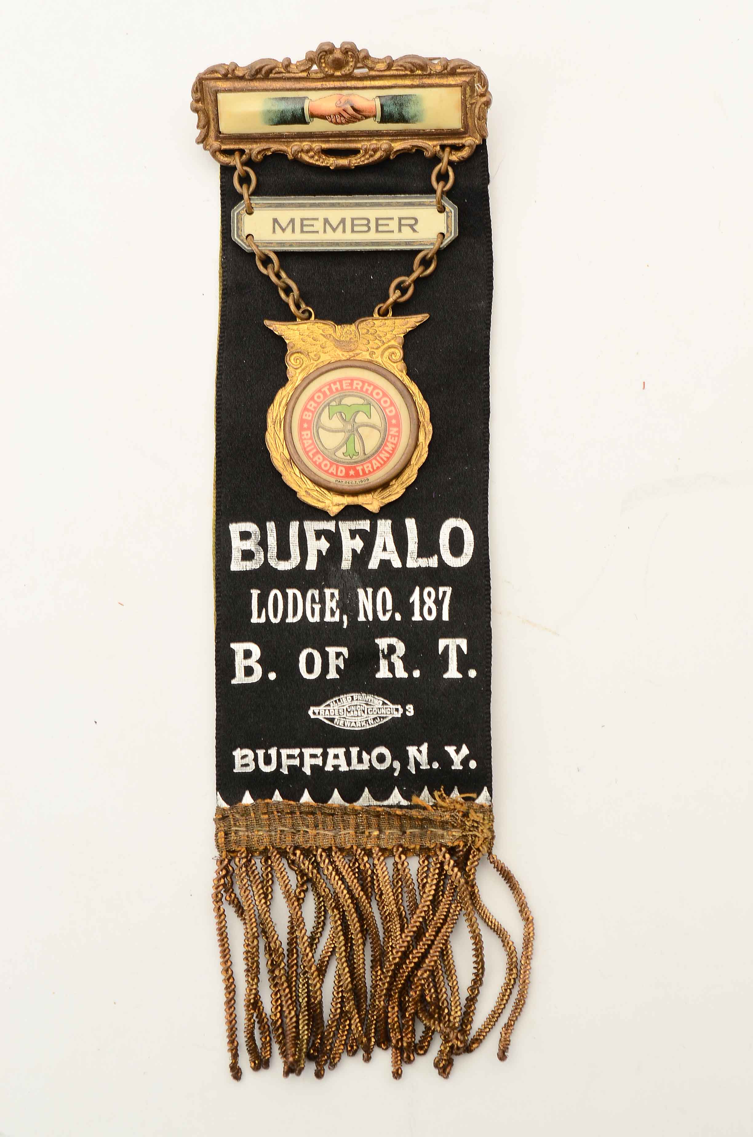 Antique Railroad Union and Masonic Ribbons and Pins