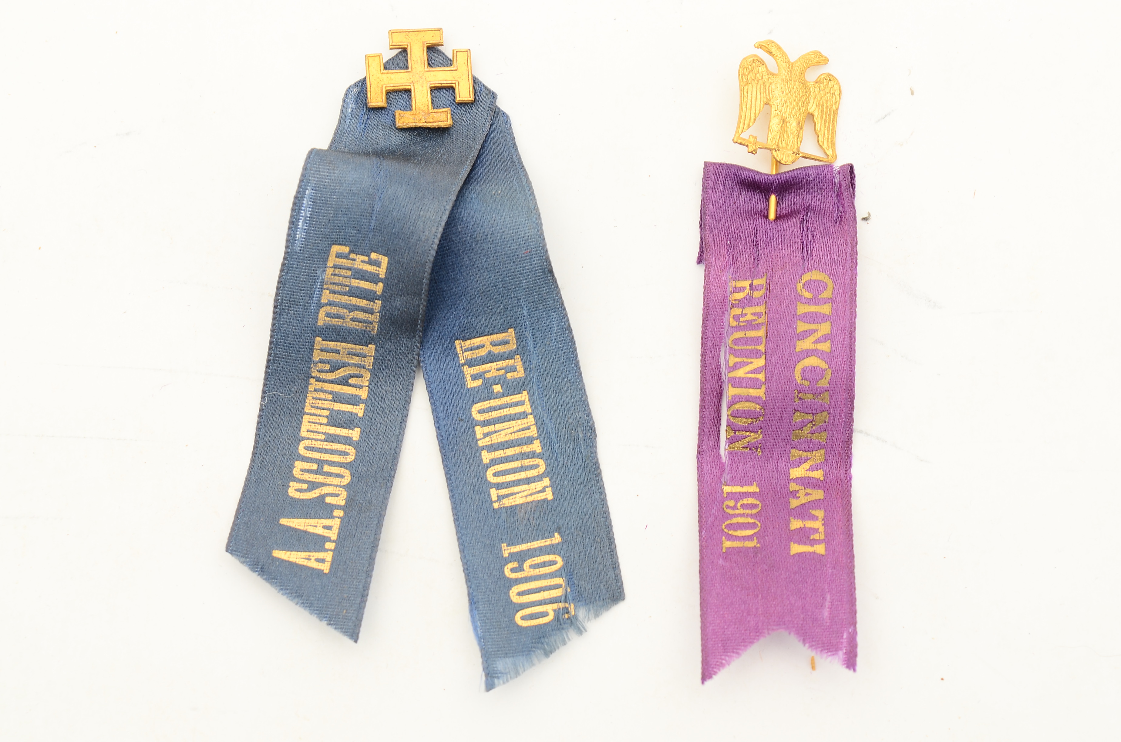 Antique Railroad Union and Masonic Ribbons and Pins