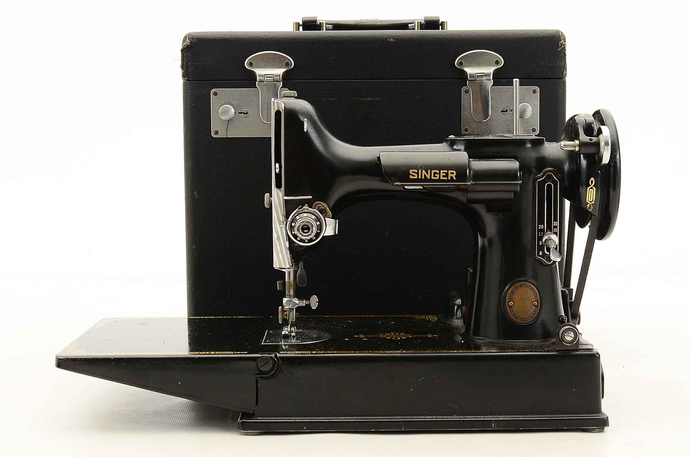 Vintage Portable Electric Singer Sewing Machine, Model 221-1