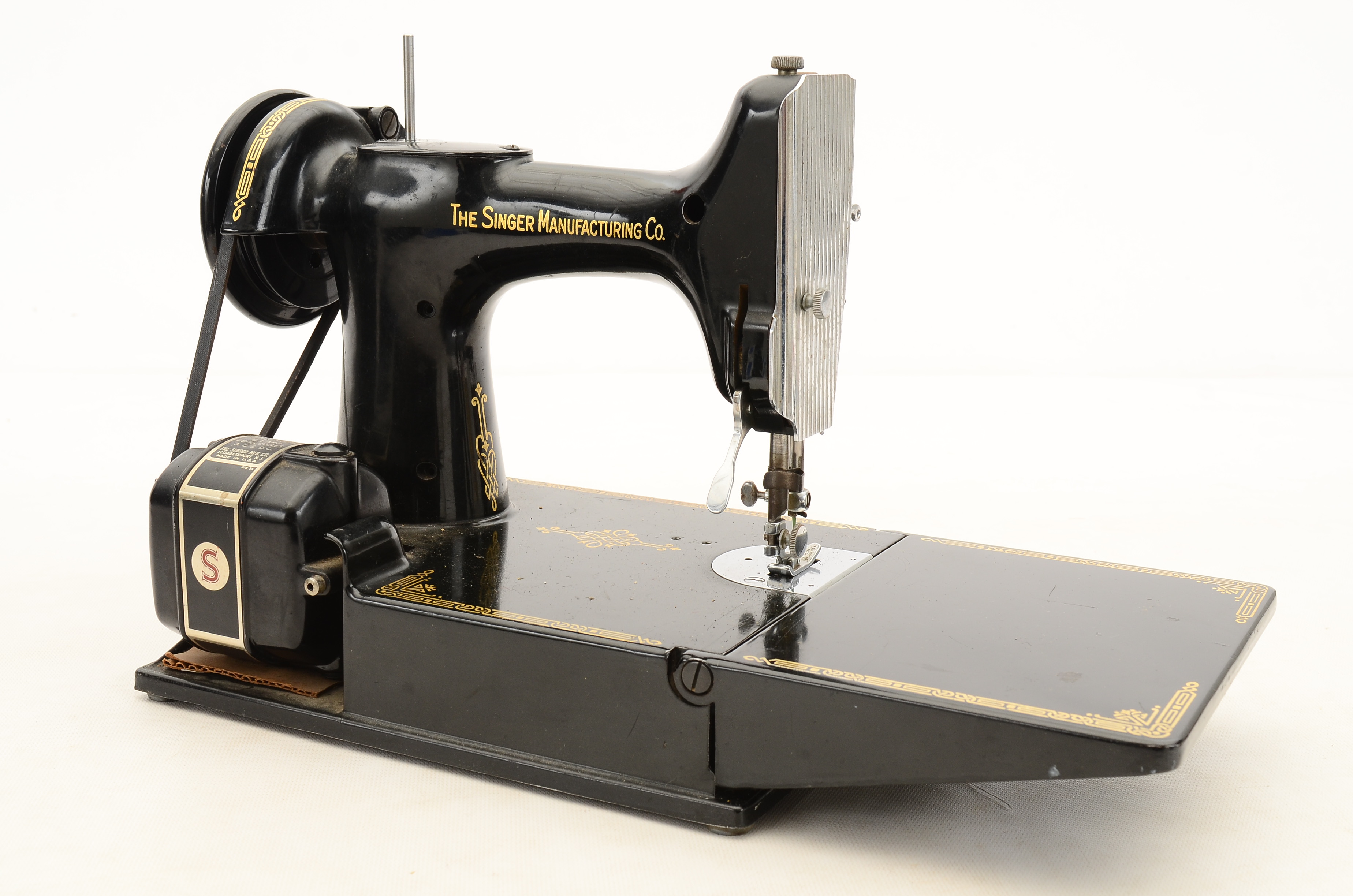 Vintage Portable Electric Singer Sewing Machine, Model 221-1