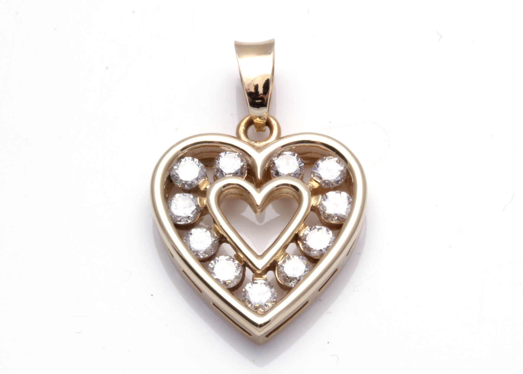 14K Yellow Gold Diamond Heart Pendant