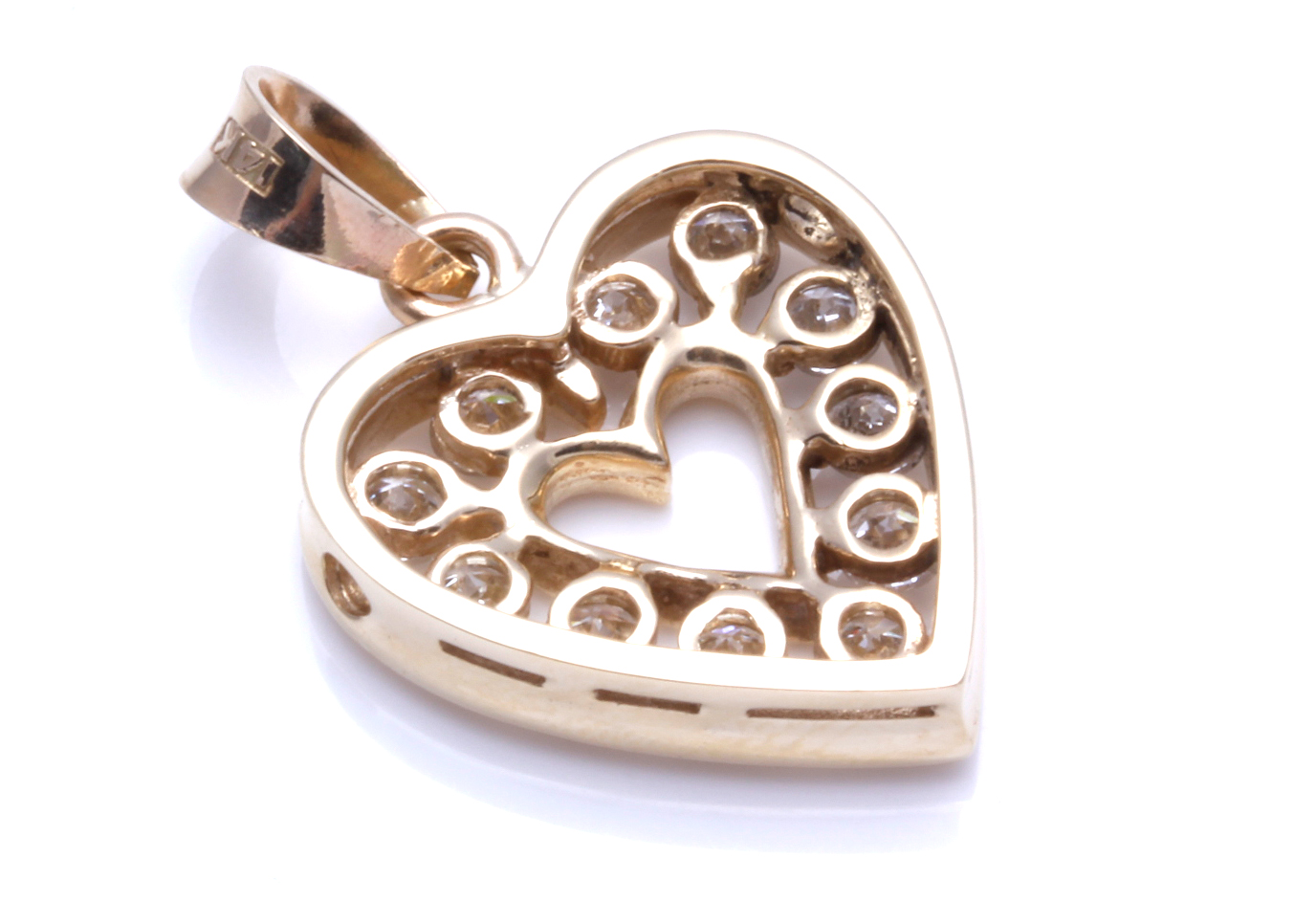 14K Yellow Gold Diamond Heart Pendant