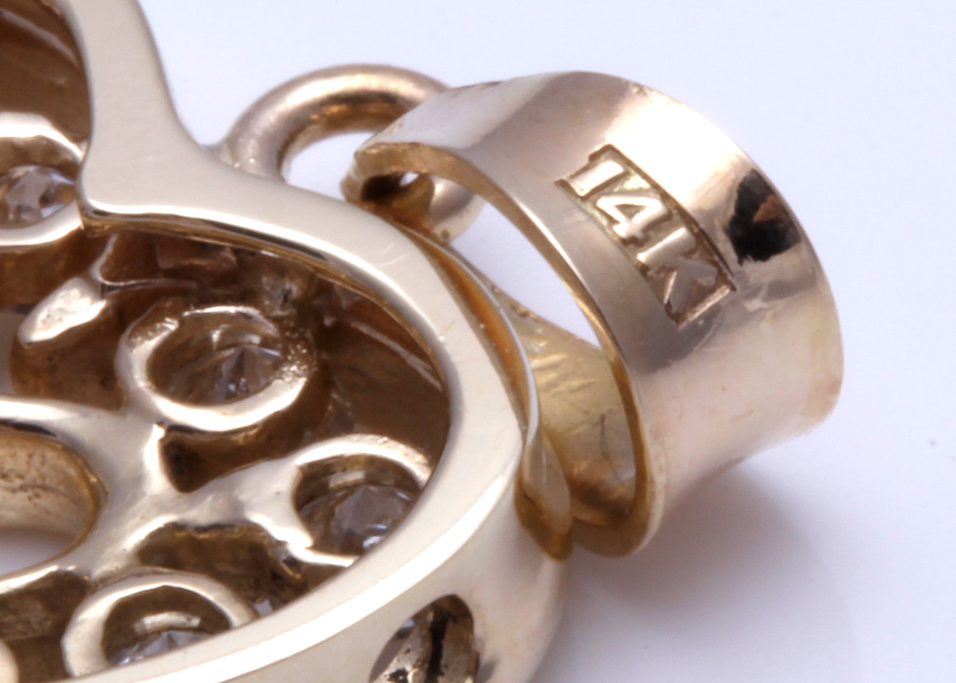 14K Yellow Gold Diamond Heart Pendant
