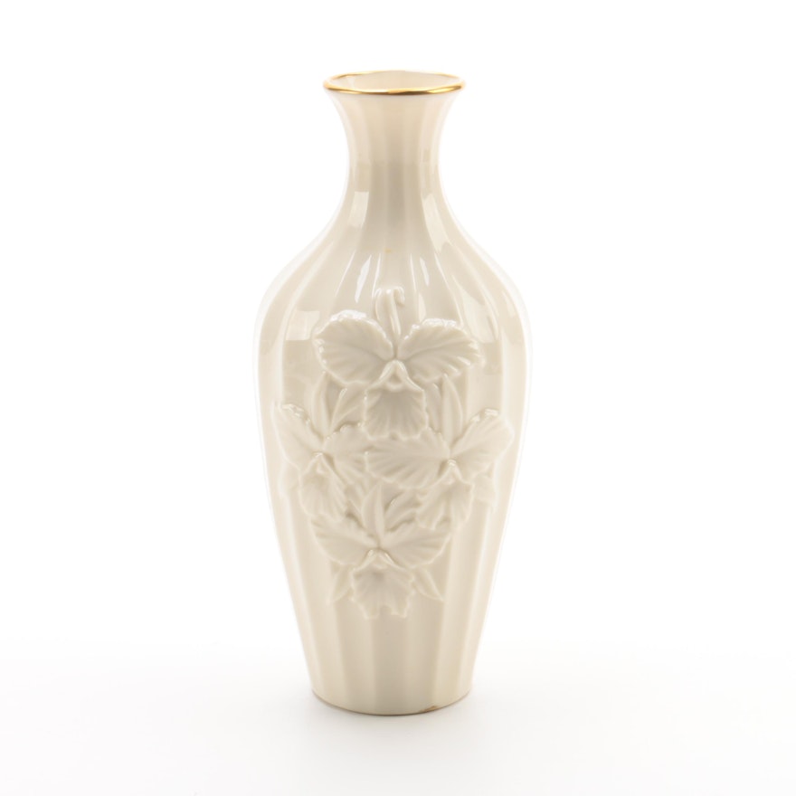 Lenox Vase Featuring an Embossed Orchid