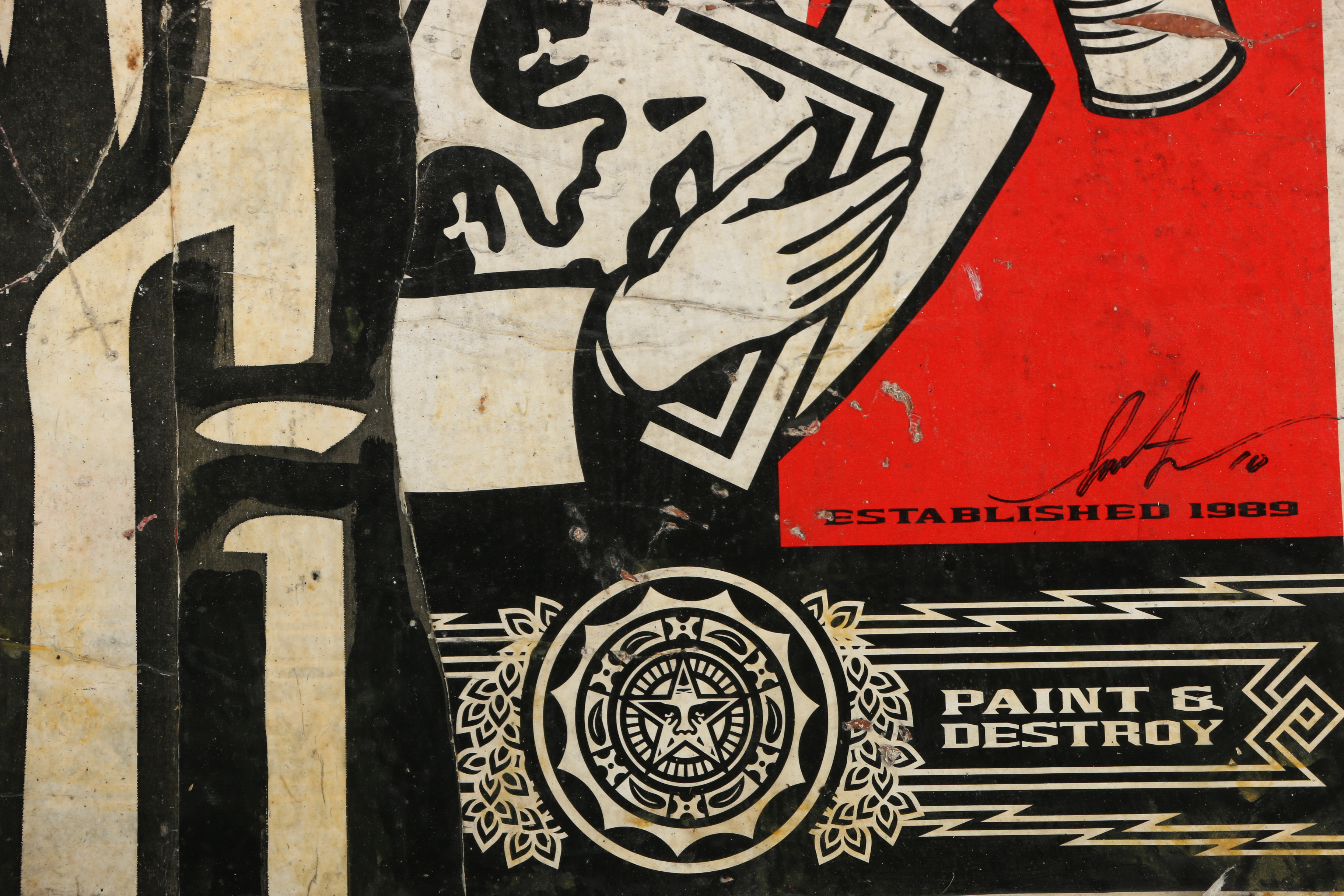 Shepard Fairey Mixed Media "Metropole Peace Guard Mural (Detail)"