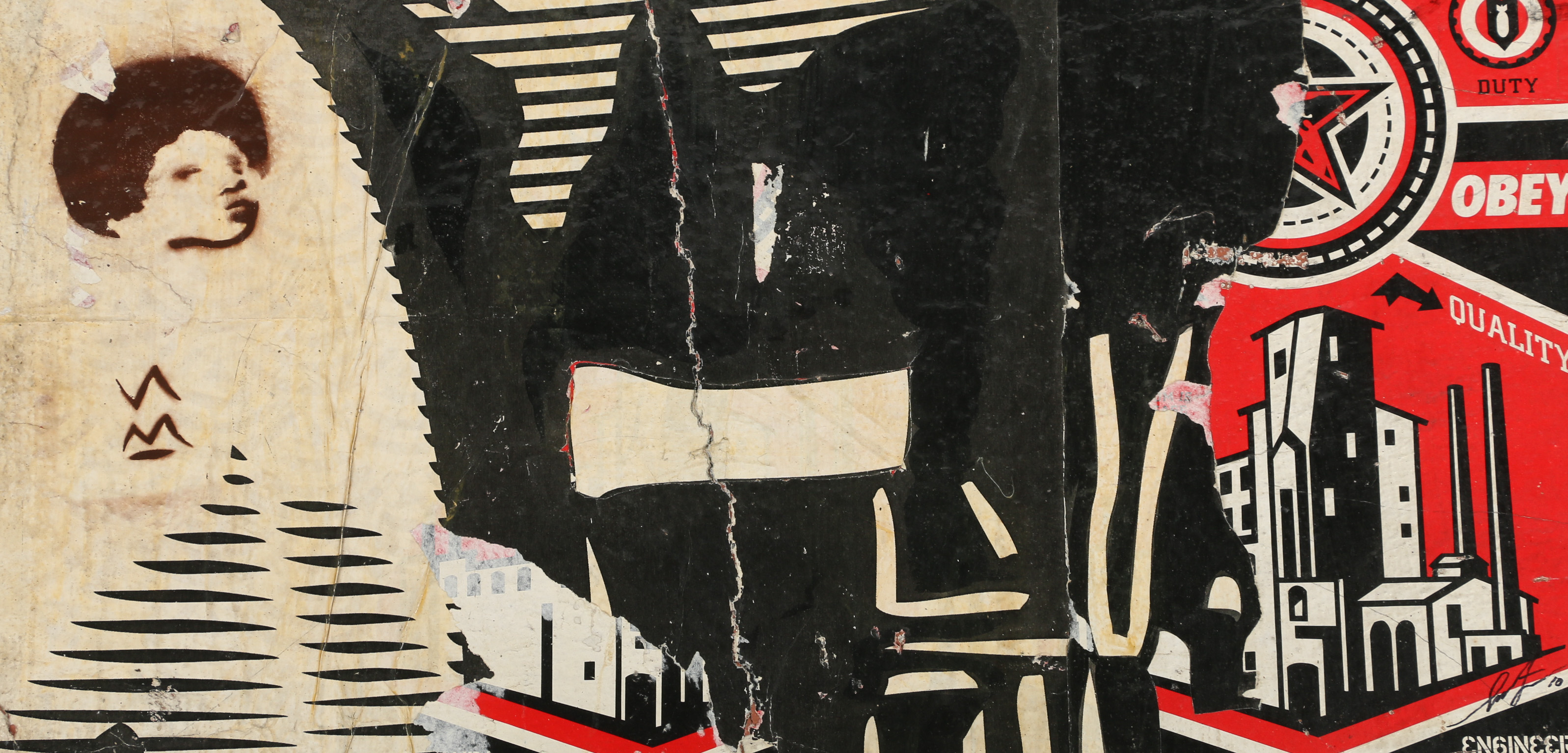 Shepard Fairey Mixed Media "Metropole Peace Guard Mural (Detail)"