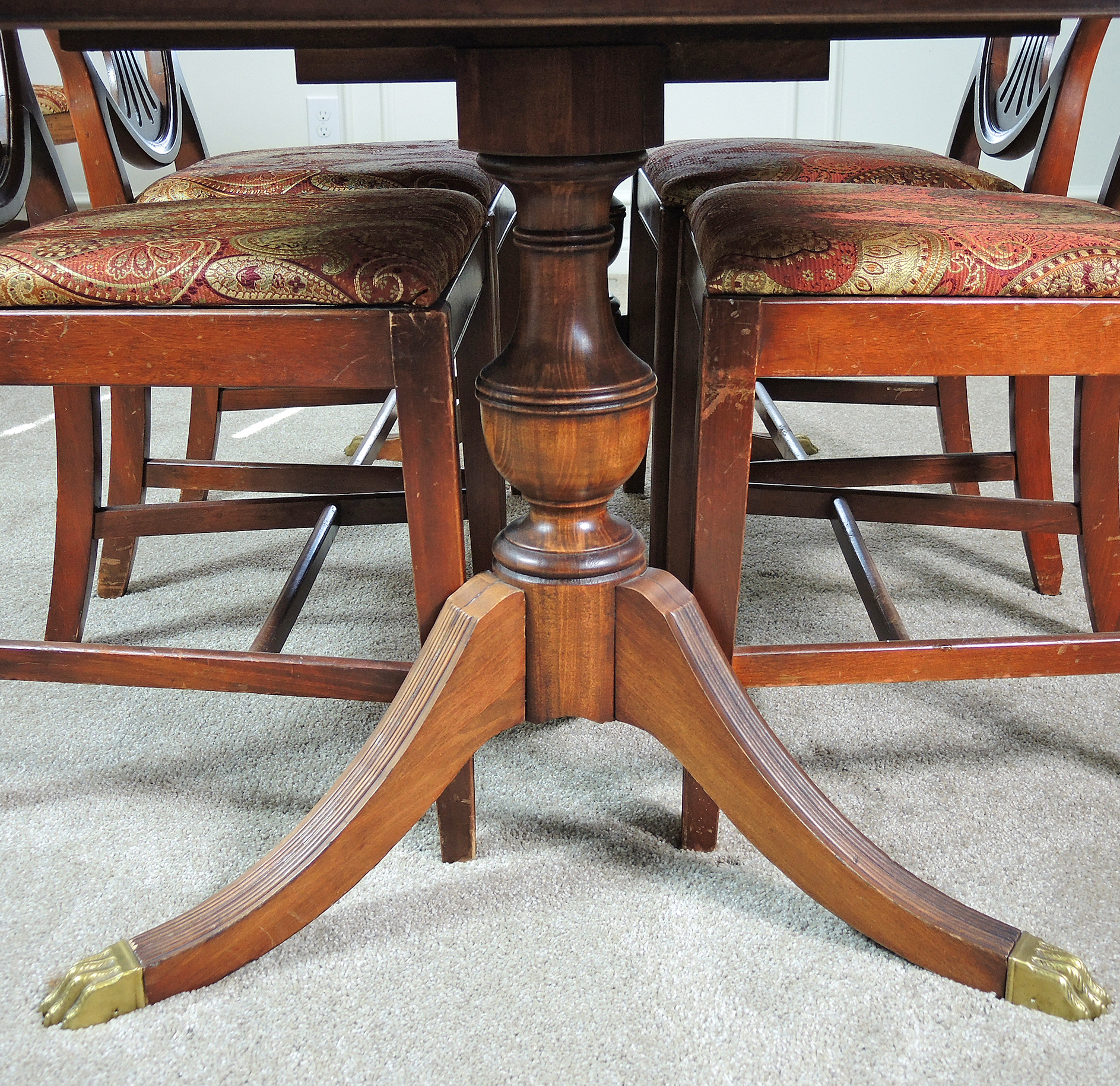 Vintage Mahogany Dining Table and Seven Chairs