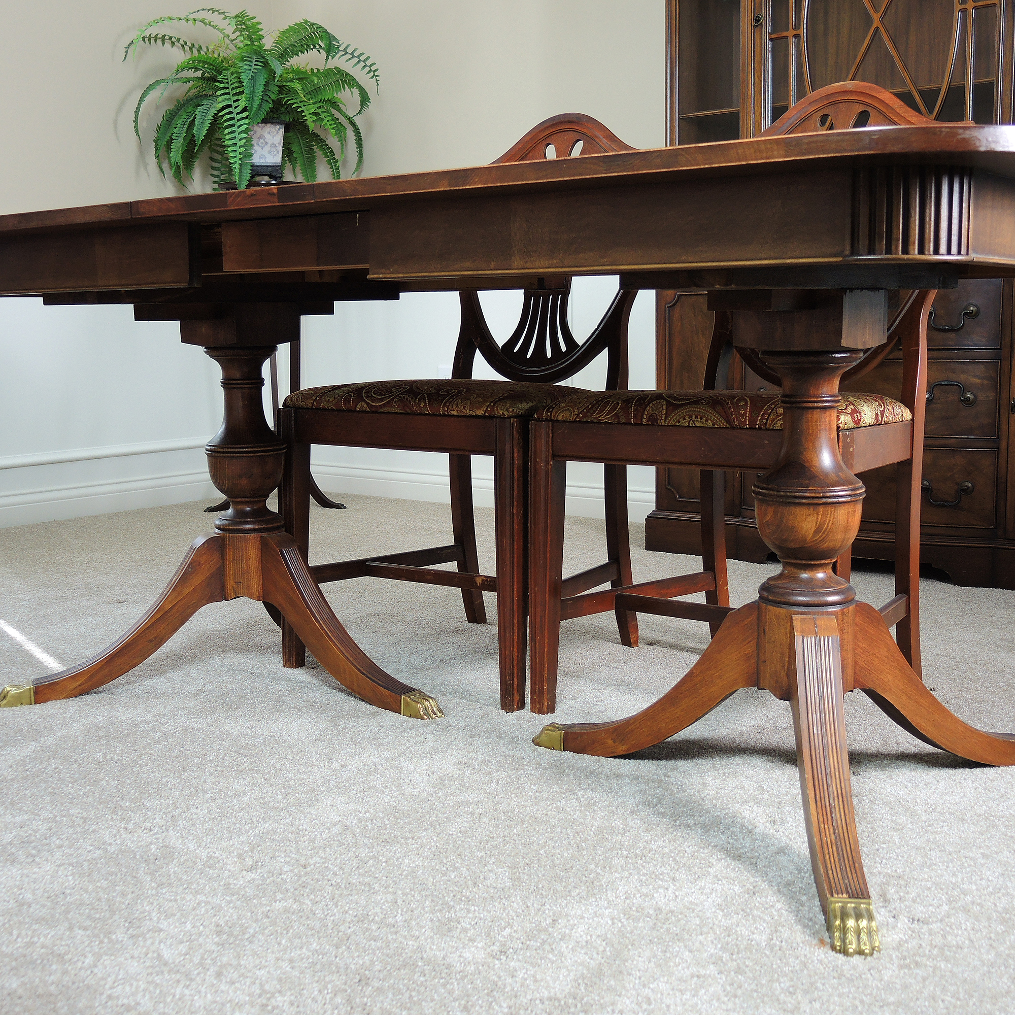 Vintage Mahogany Dining Table and Seven Chairs
