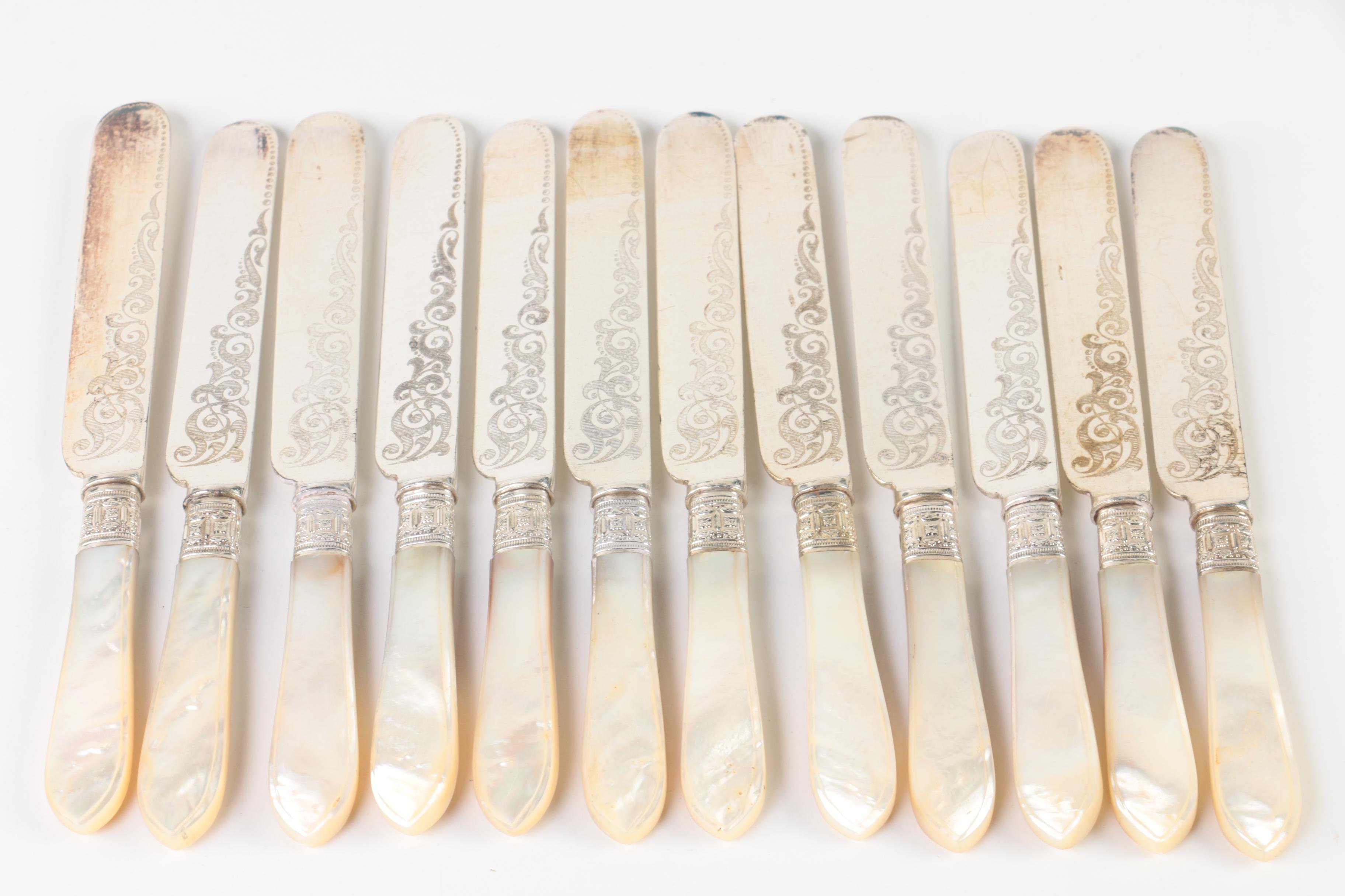 Silver Plate and Mother of Pearl Knife and Fork Set