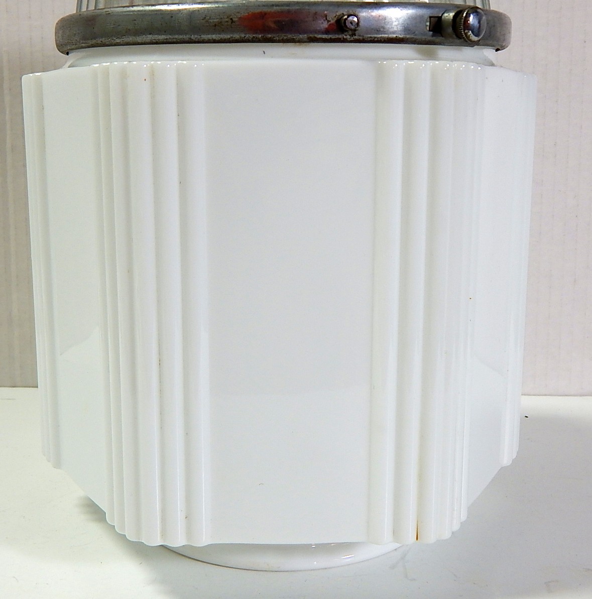 Vintage Art Deco White Milk Glass Ceiling Light Shade