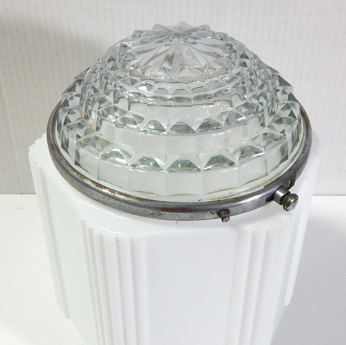 Vintage Art Deco White Milk Glass Ceiling Light Shade