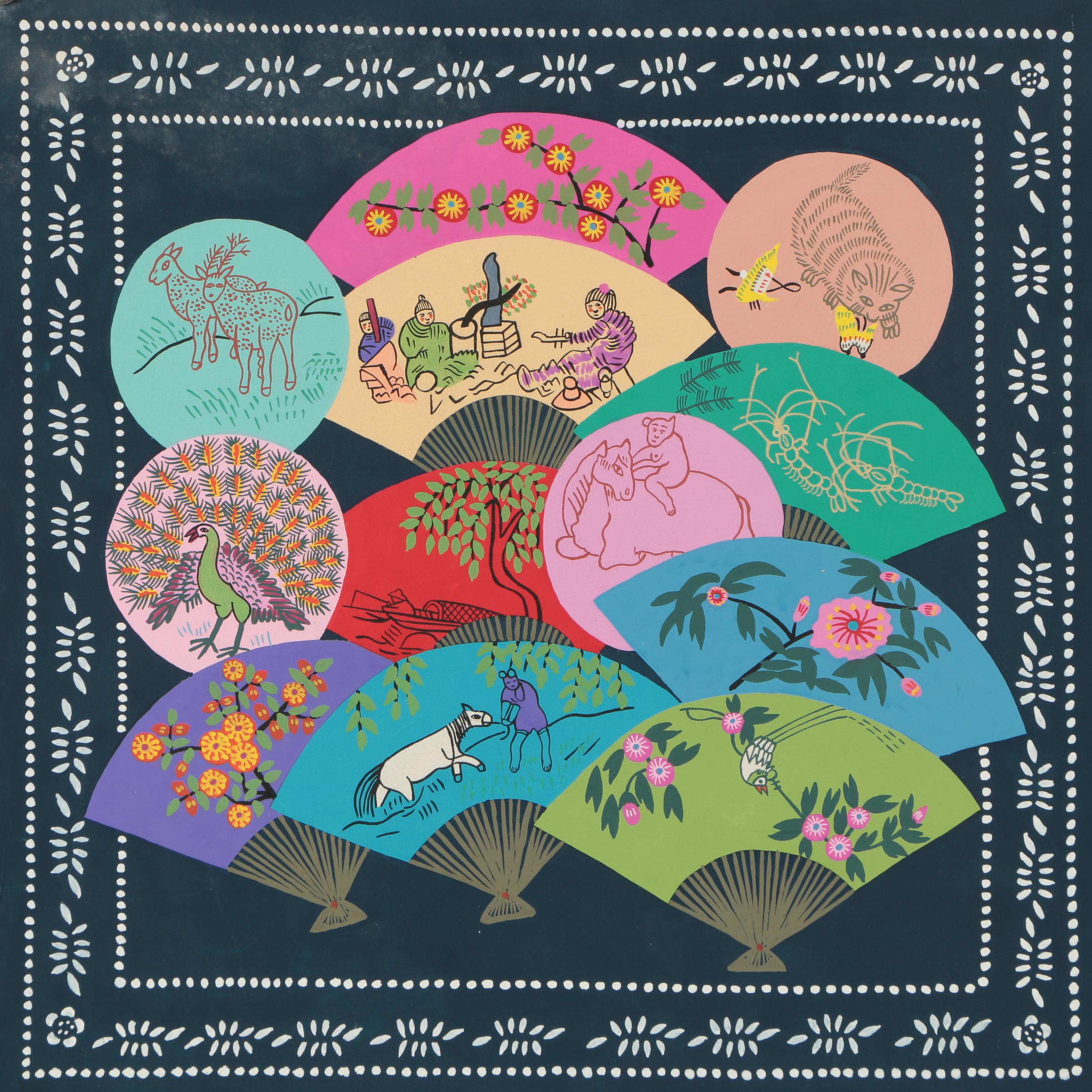 Embellished Serigraphs After Jinshan Style Folk Paintings