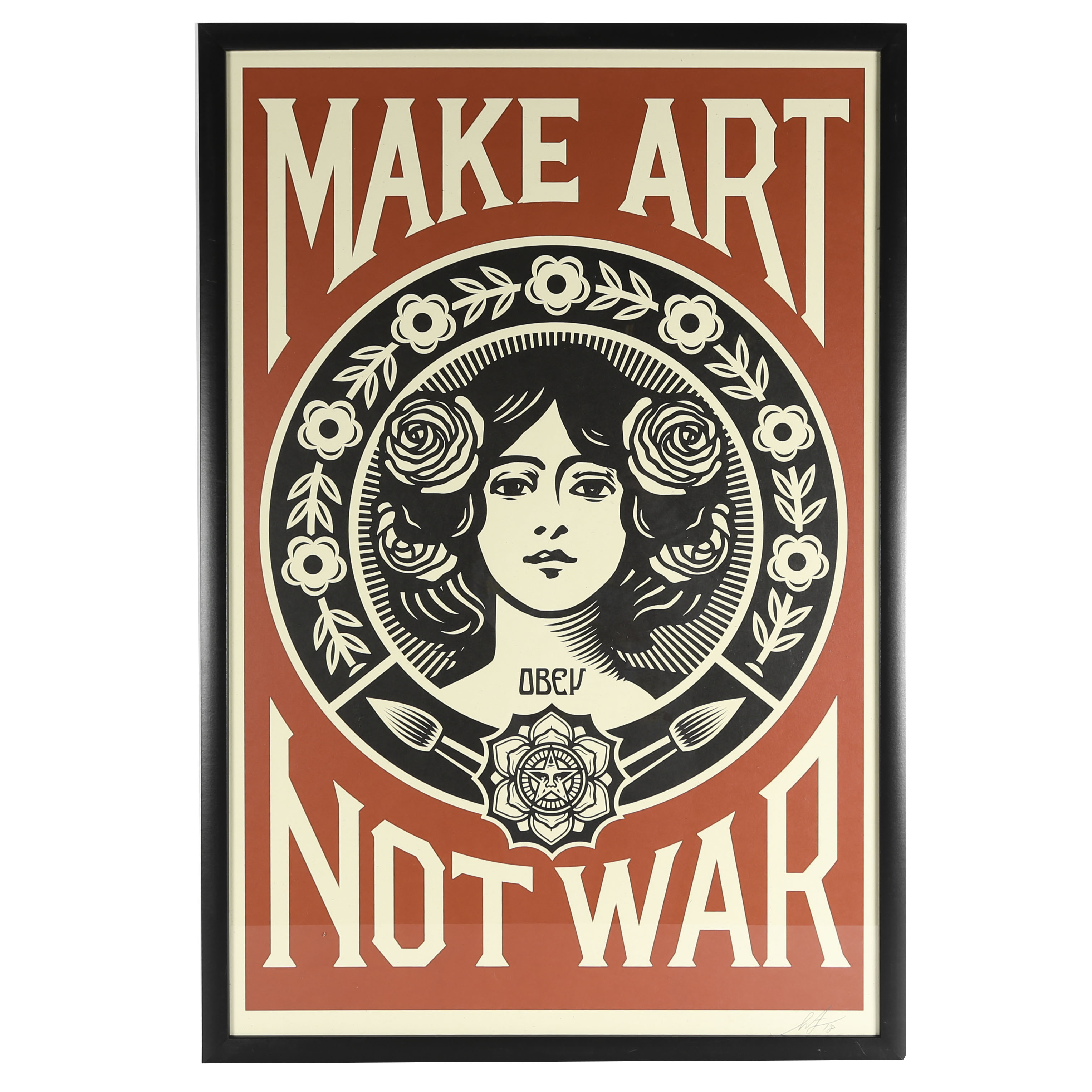 Shepard Fairey Signed Offset Lithograph "Make Art Not War"