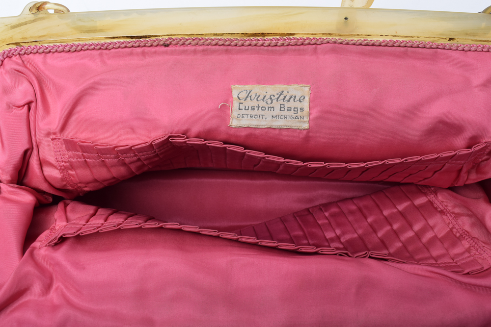 Circa 1950s Vintage Christine Custom Bags Needlepoint Purse