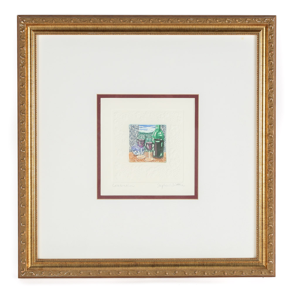 Stephen Whittle Signed Hand-Colored Embossed Etching "Celebration"