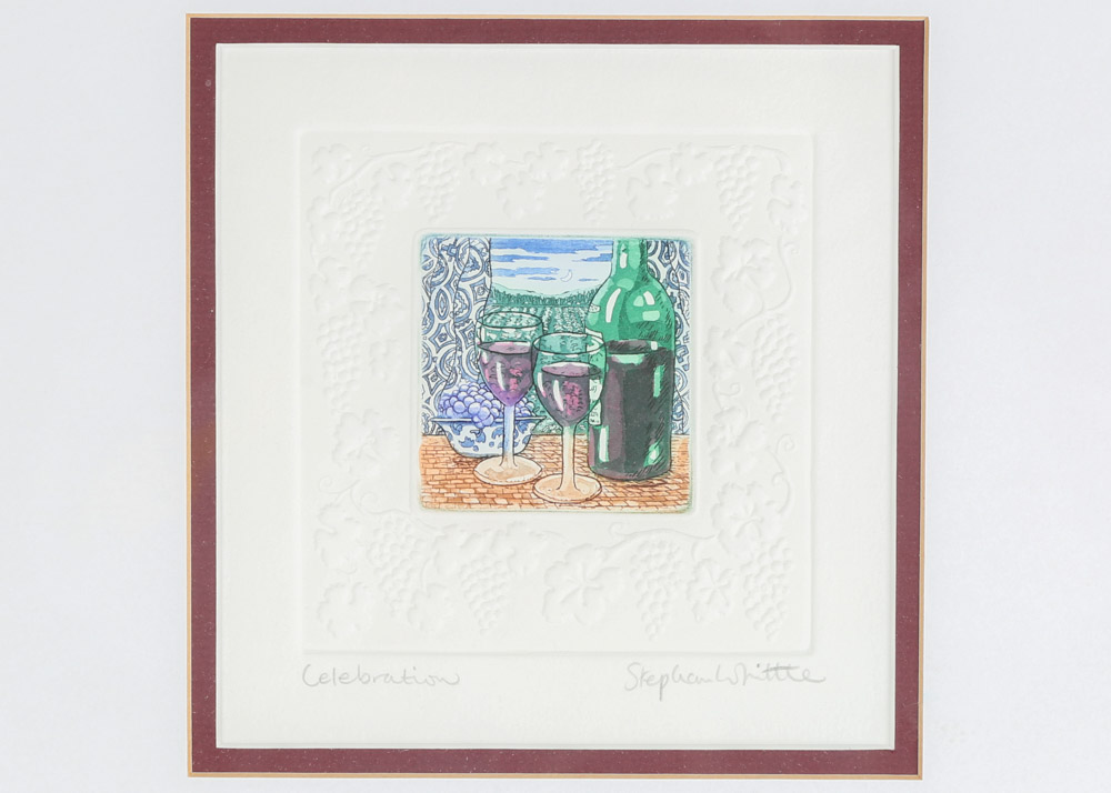 Stephen Whittle Signed Hand-Colored Embossed Etching "Celebration"