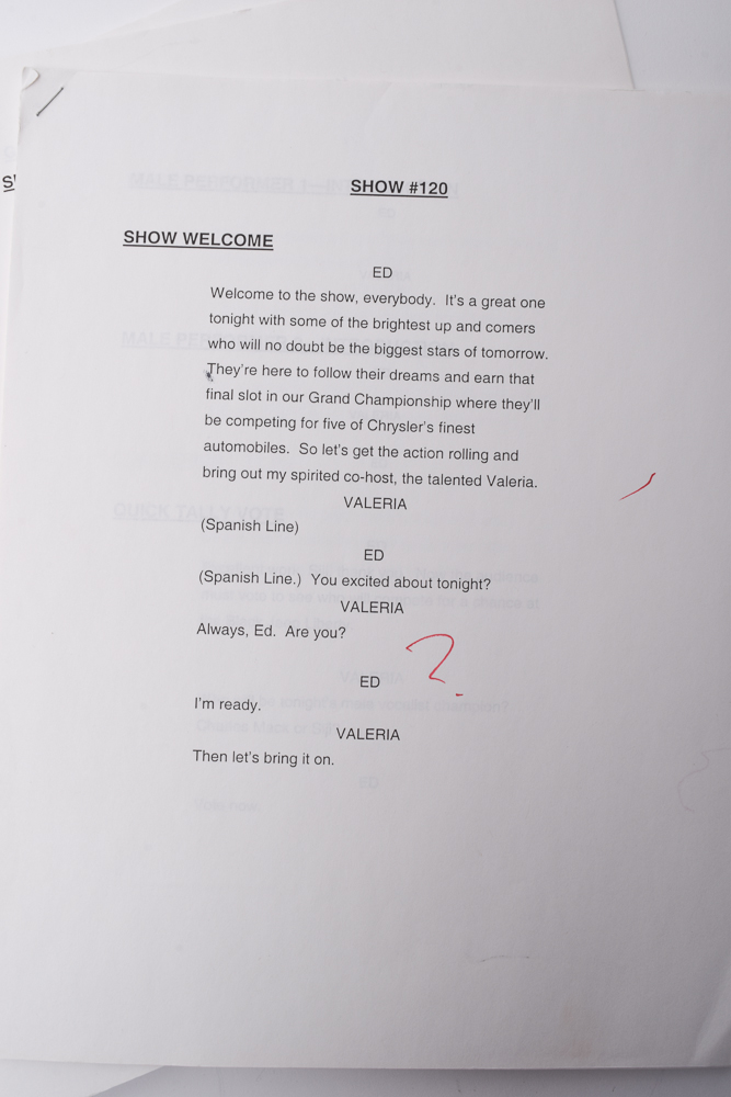 Ed McMahon's "Next Big Star" Scripts With Handwritten Notes