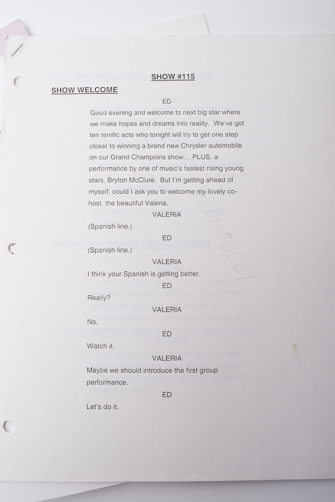 Ed McMahon's "Next Big Star" Scripts With Handwritten Notes
