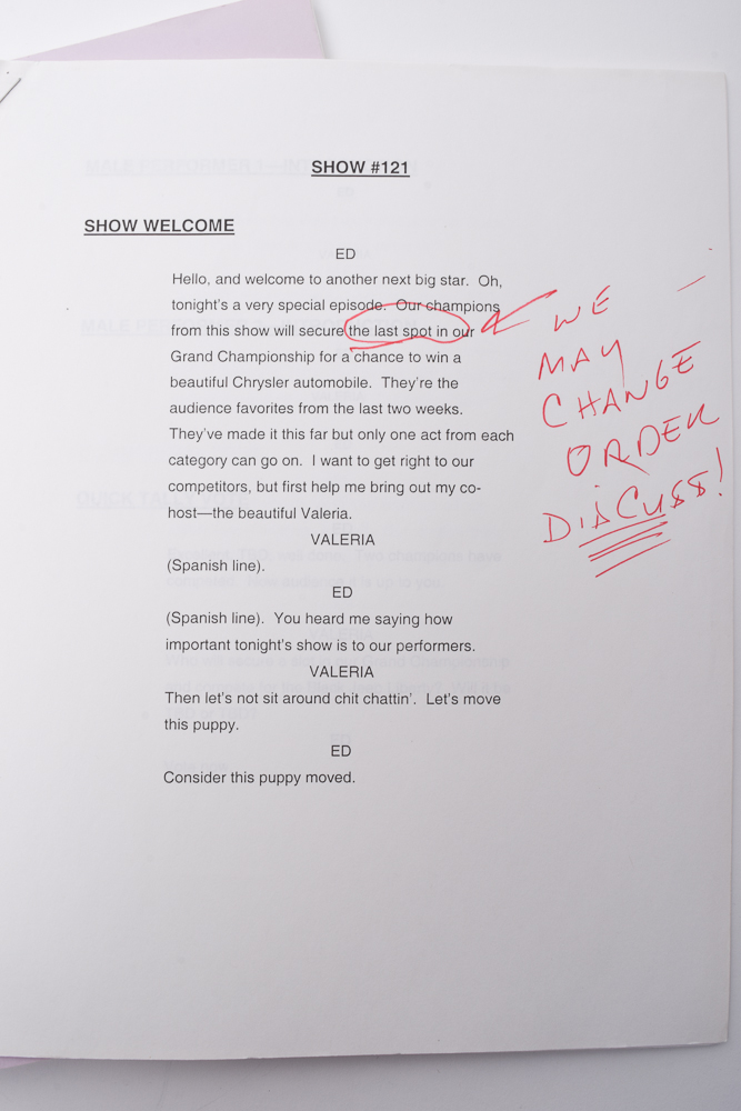Ed McMahon's "Next Big Star" Scripts With Handwritten Notes