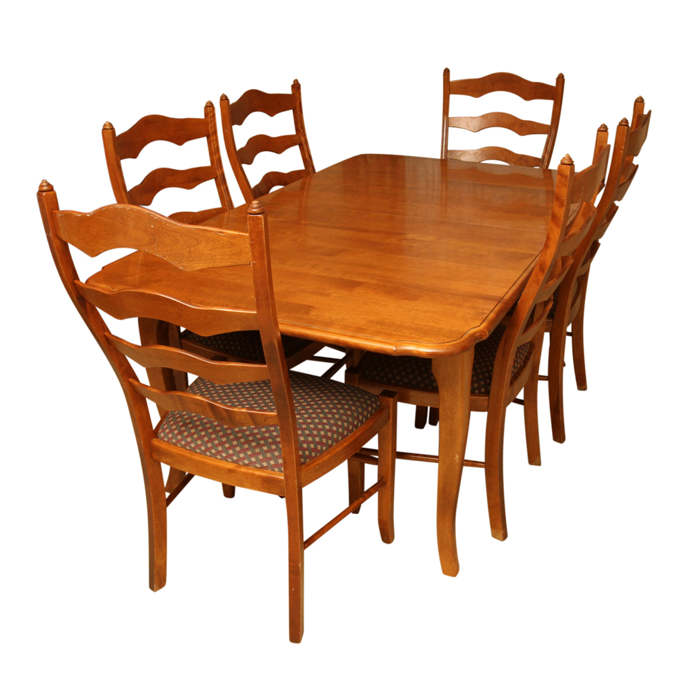 Set of Ladderback Dining Chairs and Table by Nichols & Stone
