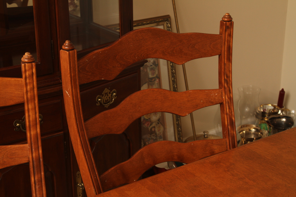 Set of Ladderback Dining Chairs and Table by Nichols & Stone